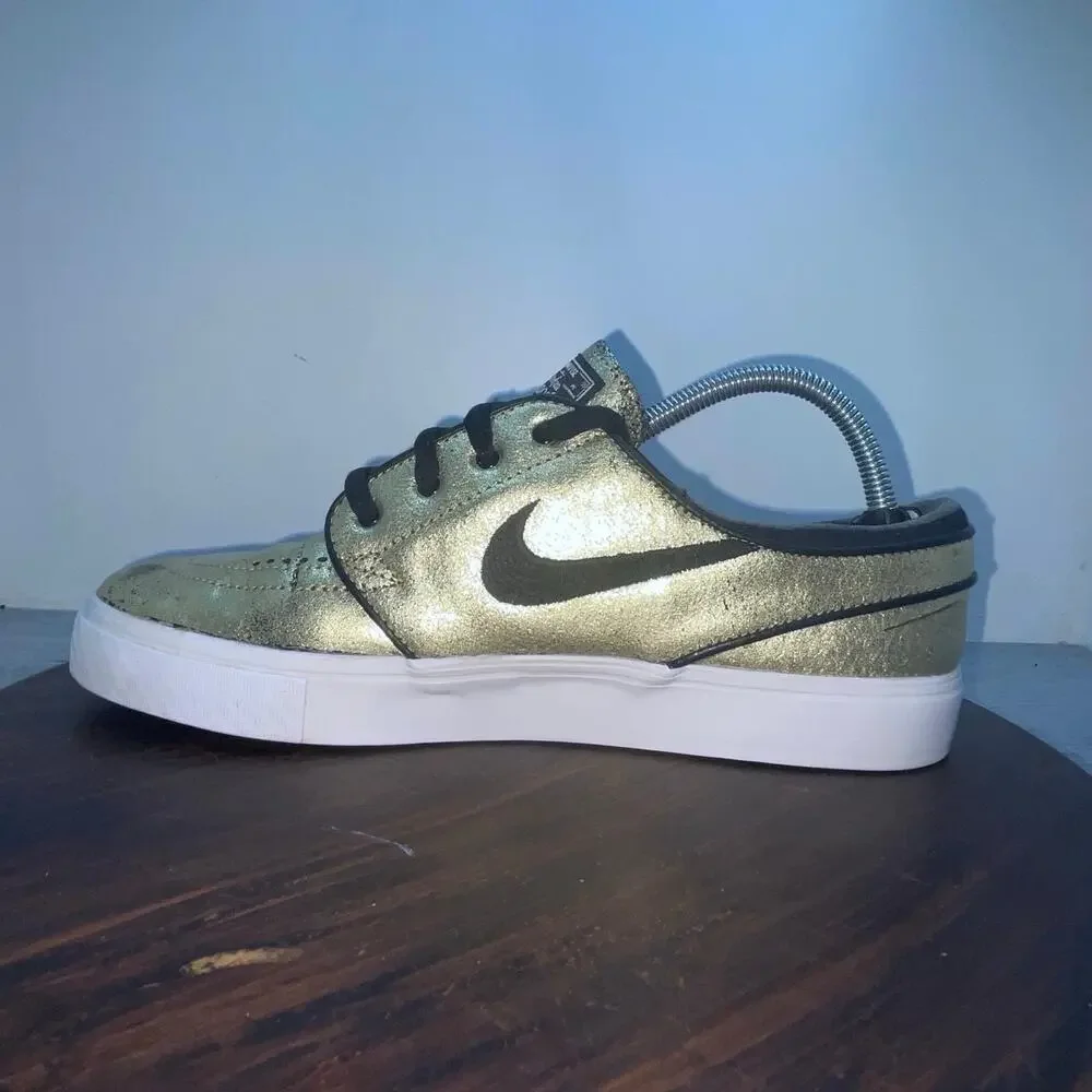 Nike SB Stefan Janoski Zoom Leather Metallic Gold Men's 9 Sneakers 616490-702
